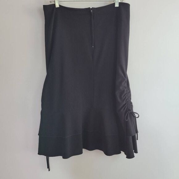 vintage y2k wash collection black ruched side midi skirt minimalist goth romanti - Picture 2 of 10